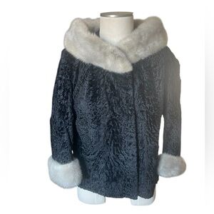 N.L. Kaplan Persian lamb and mink fur coat